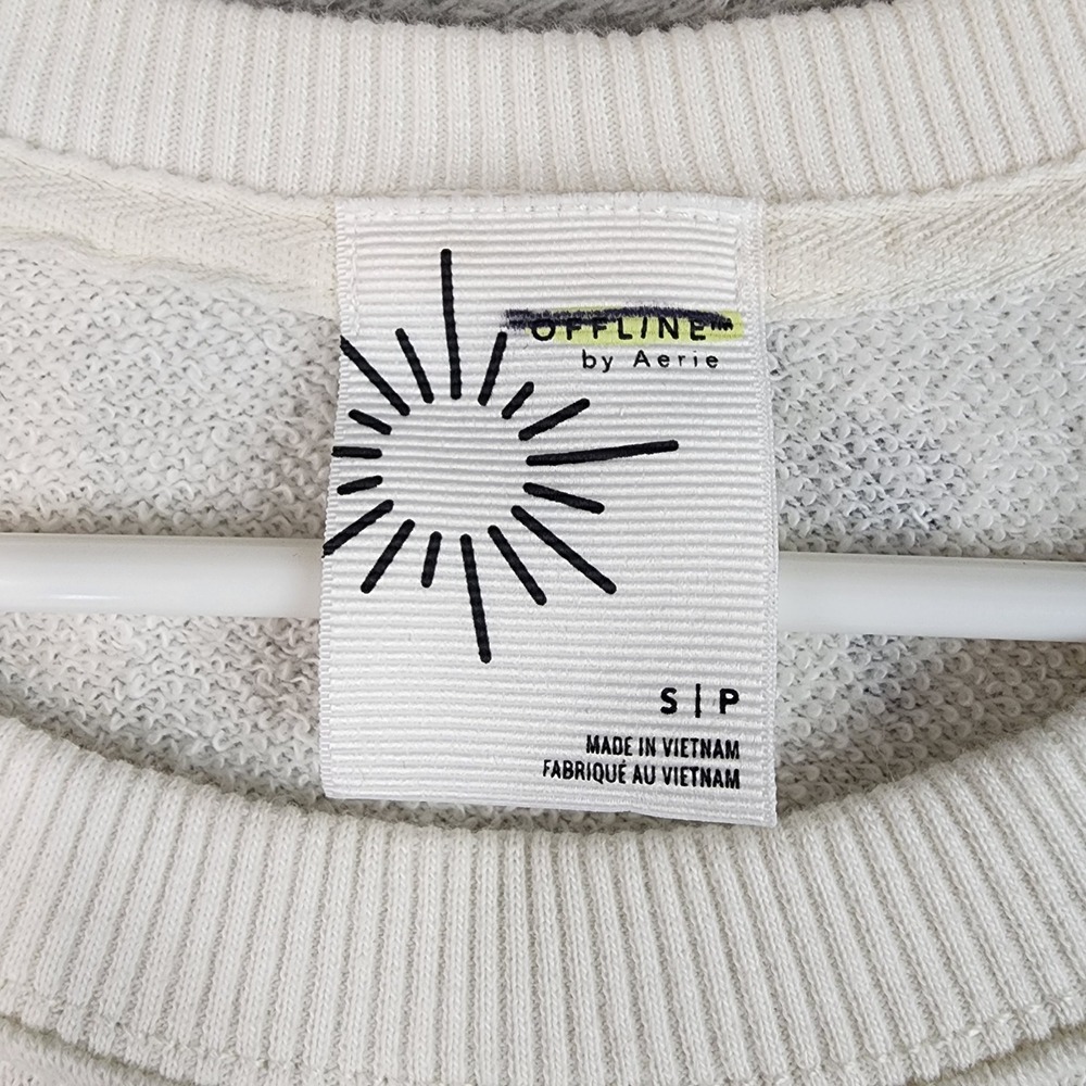 Offline by Aerie Sweatshirt Womens Small  White Graphic Print Drawstring Hem - Picture 3 of 13
